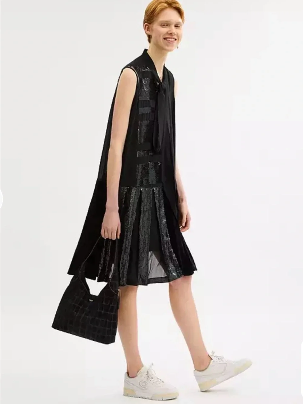 Coach (NWT) Brooklyn Shoulder Bag 28 in Black Suede Croc-Embossed - Picture 14 of 15